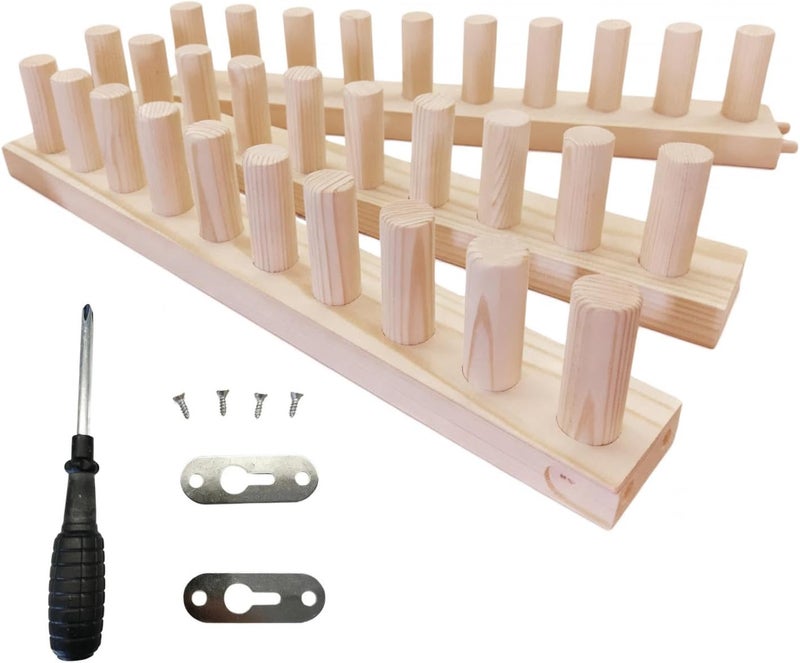 Badiman Wooden Knitting Loom Kit with Installation Tools, Adjustable DIY Crafting Home Decor Easy Assembly Reusable Wooden Peg Frame Beginner Friendly Gift, B - Image 1
